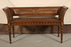Spanish Caned Bench with Gilt Accents