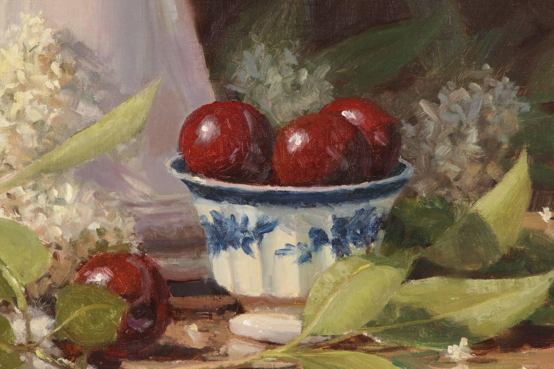 American Classical Mitch Billis Oil on Canvas Still Life For Sale