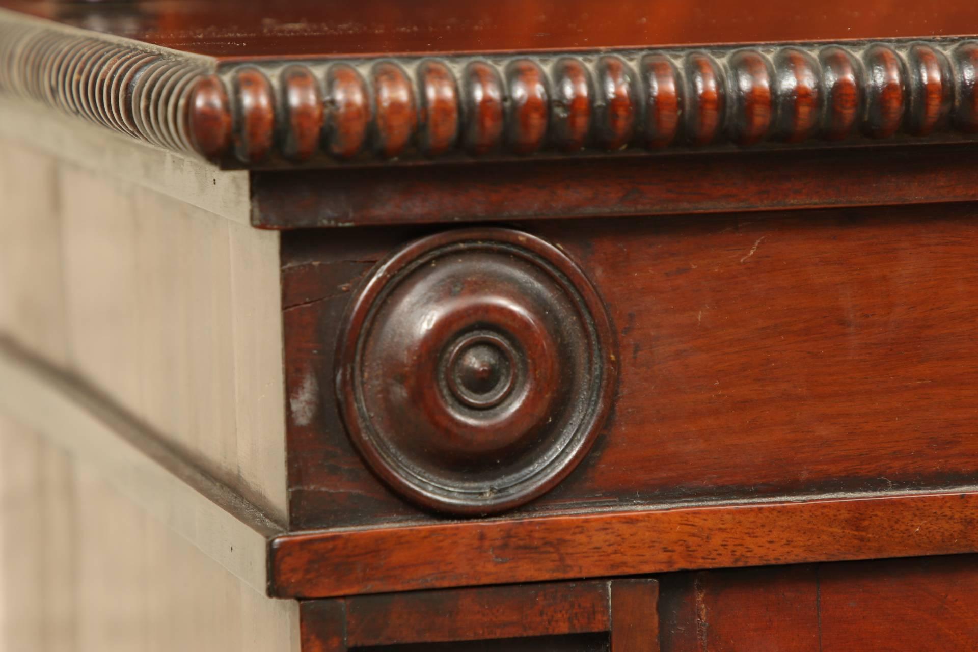 Brass English Regency Tiered Mahogany Cabinet