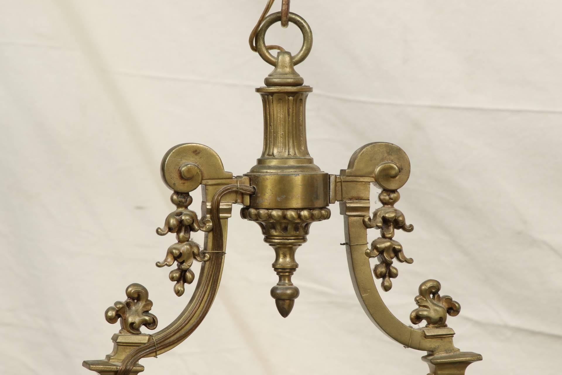 Fine Antique Bronze Light Fixture For Sale 1