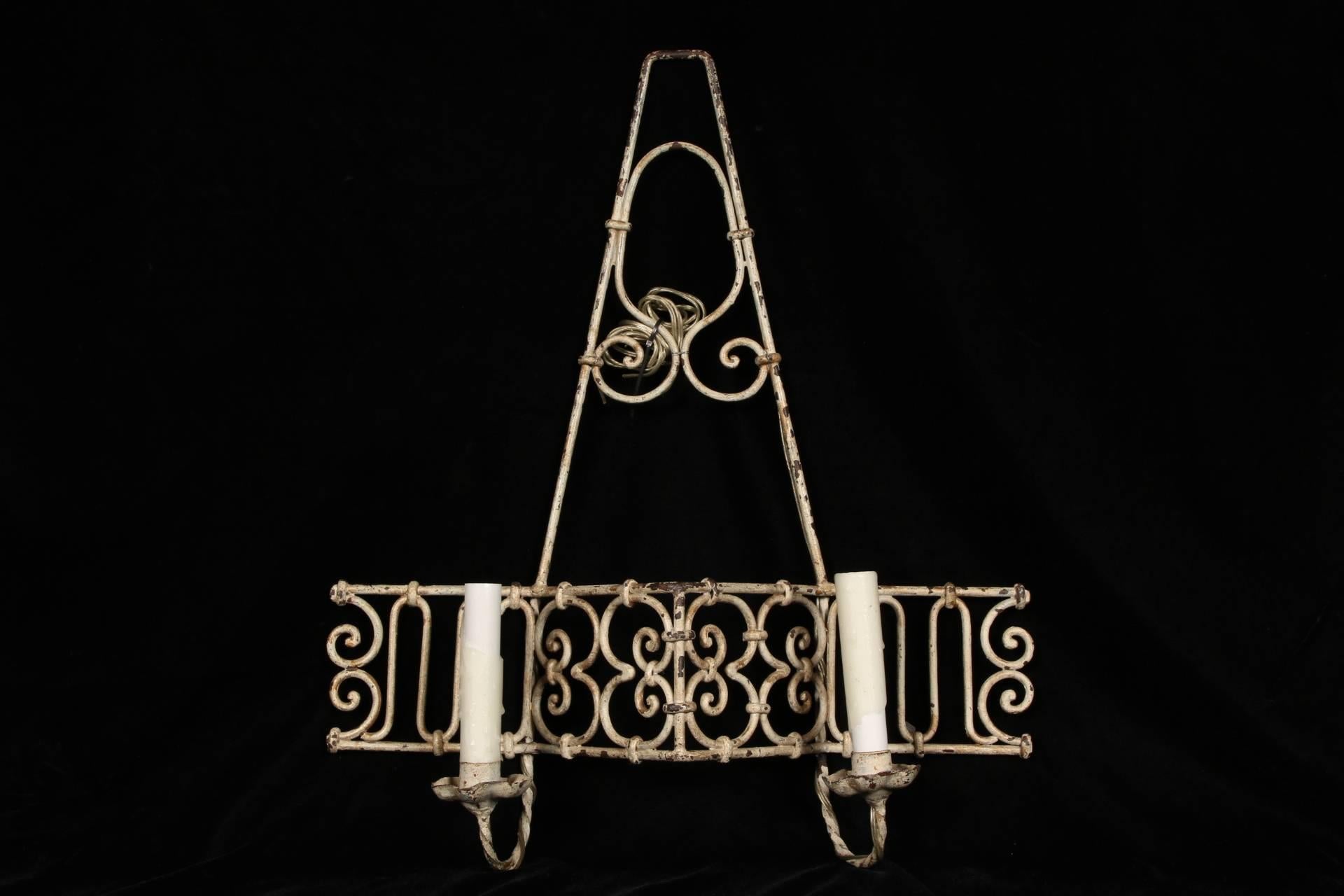 Rustic Pair of Hand-Wrought Iron Sconces