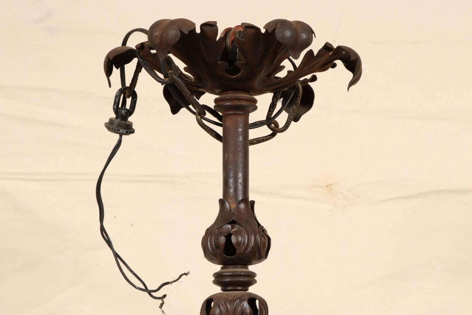 AntiqueHand Wrought Iron Chandelier forRestoration For Sale 4