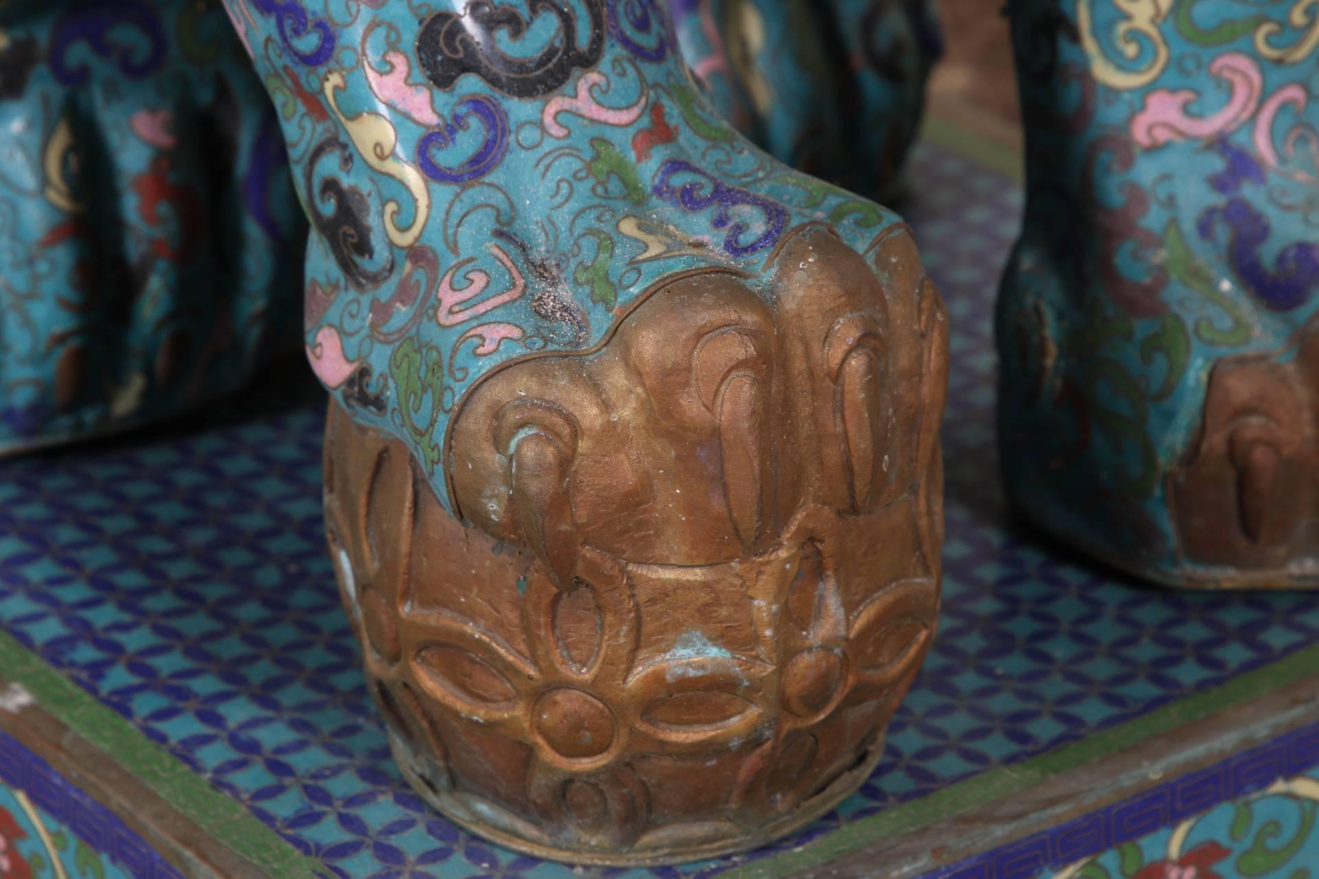 Chinese Export Cloisonne Foo Dog Figure on Stand