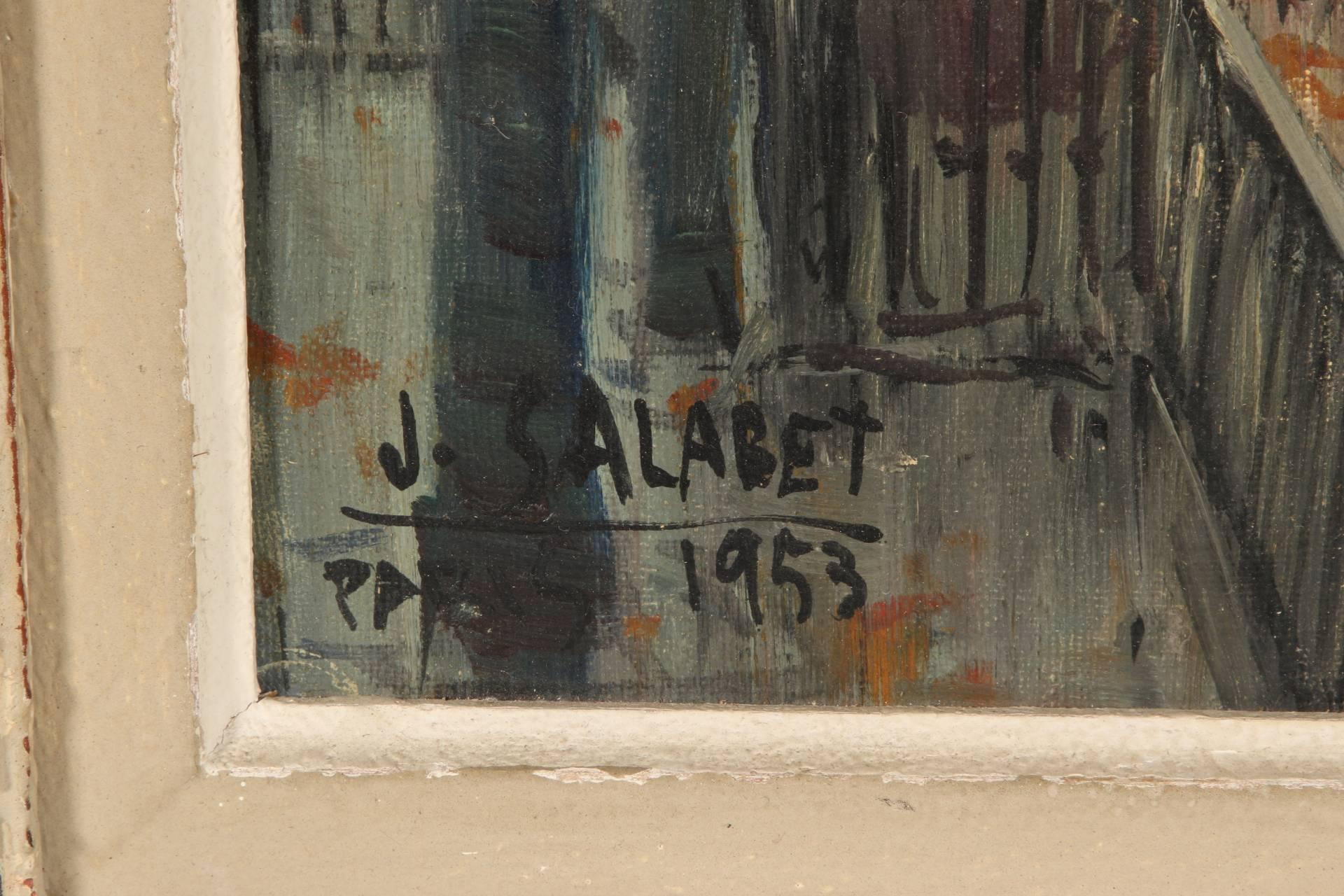 Jean Salabet Oil on Canvas of Paris Street Scene In Good Condition In Bridgeport, CT