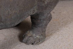 Large-Scale Bronze Striding Hippo Figure