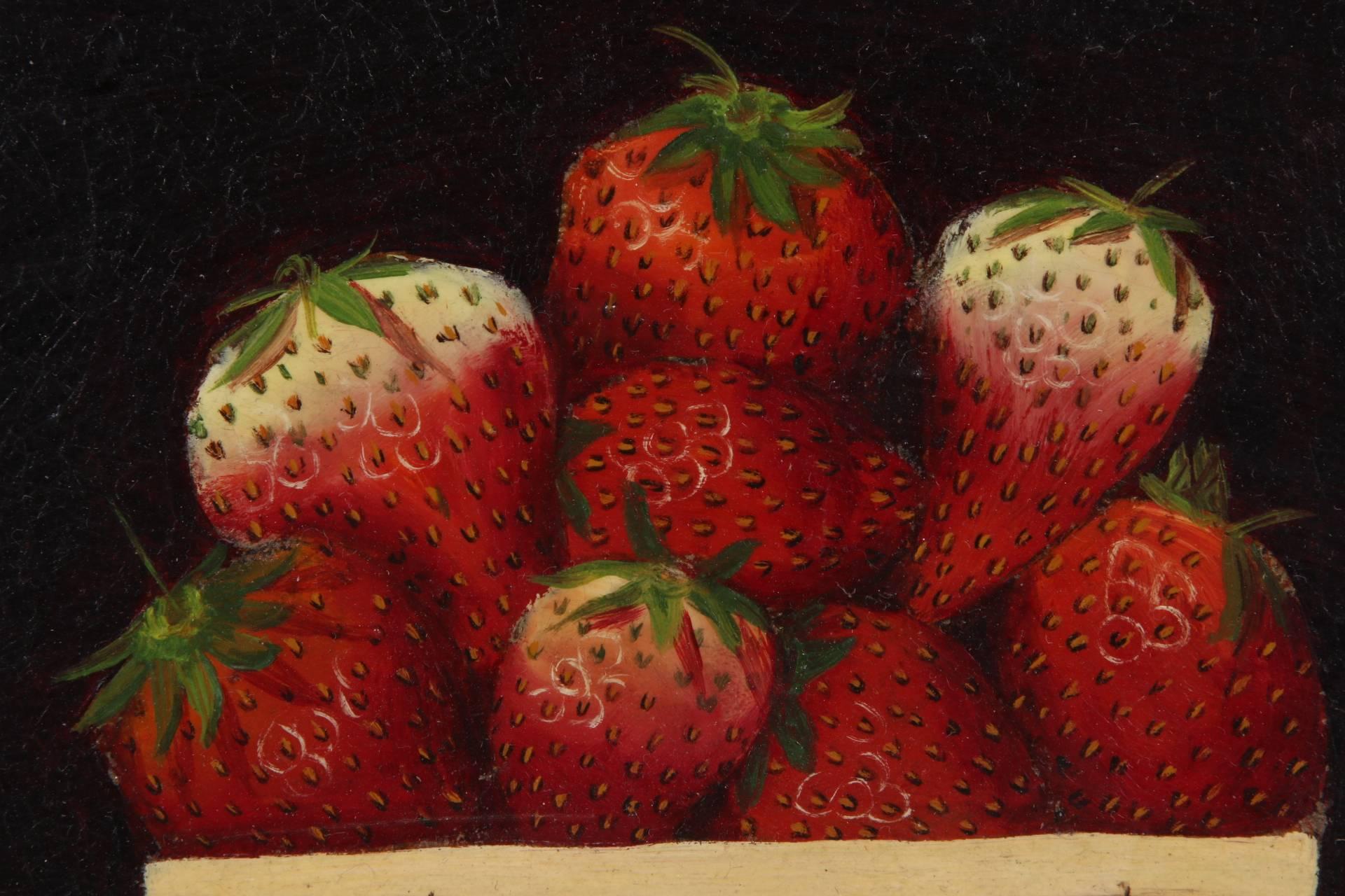 Sondra Lipton American, 20th Century Oil on Board, Still Life with Strawberries 1
