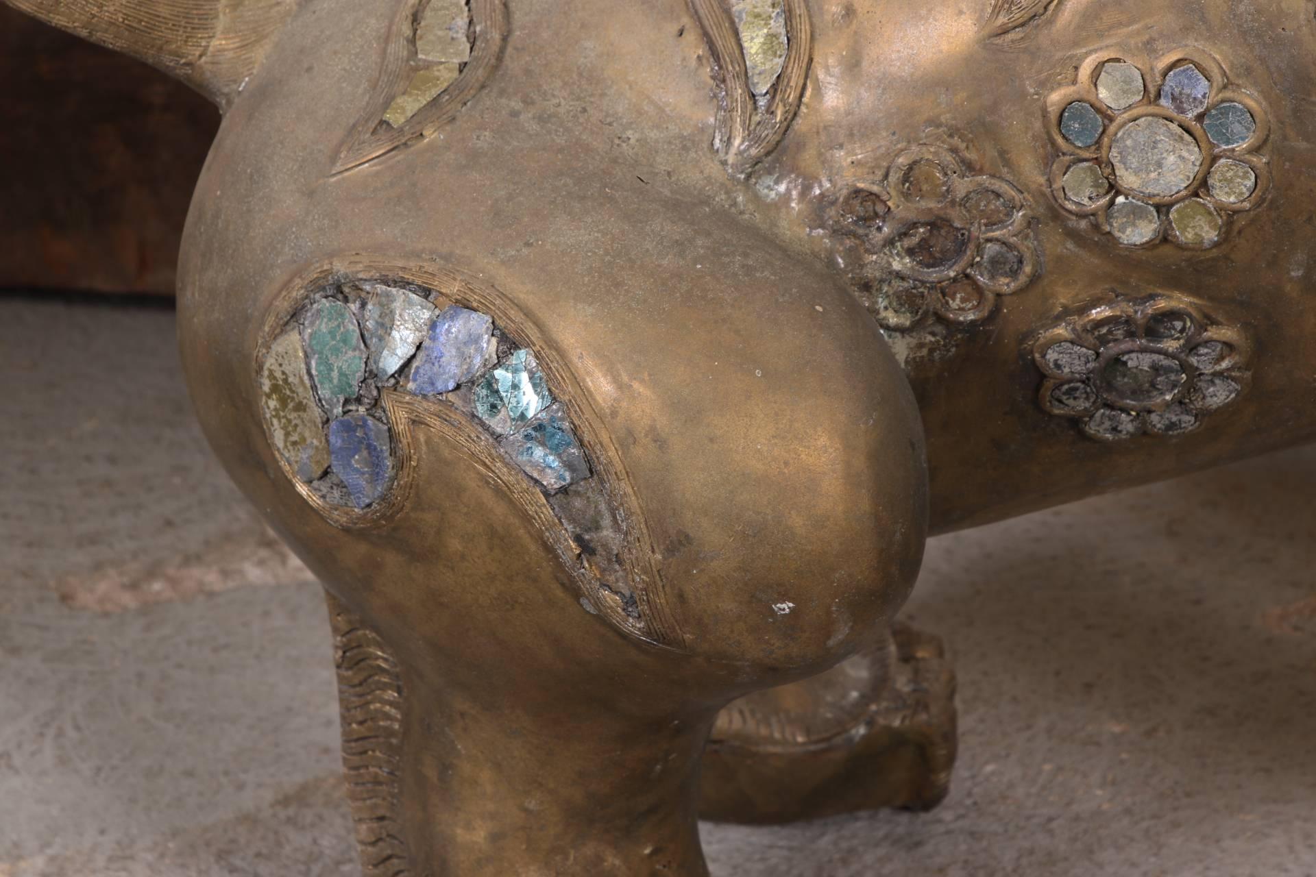 Pair of Tibetan Bronze Guardian Lion Figures For Sale 6