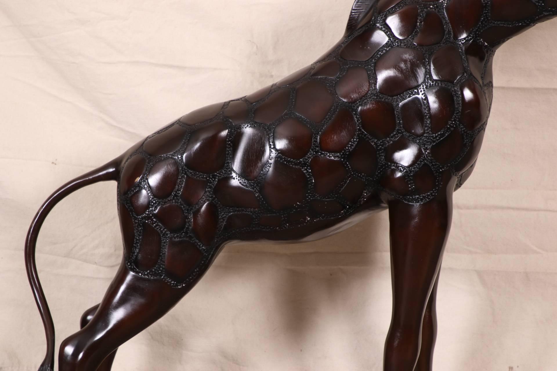 Mid-Century Modern Dark Patinated Bronze Giraffe Figure