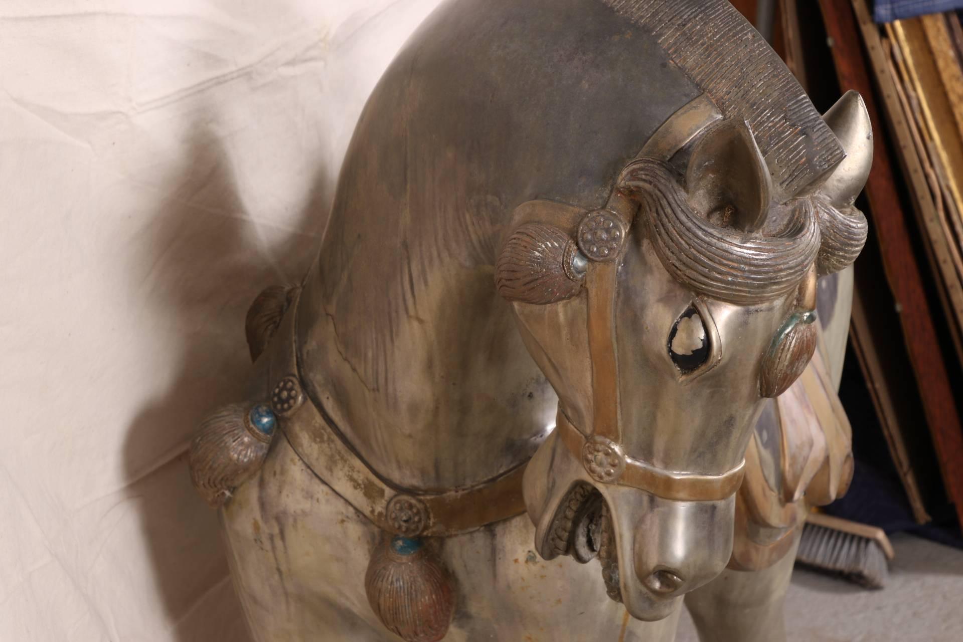 Pair of Large-Scale Brass Horses In Good Condition In Bridgeport, CT