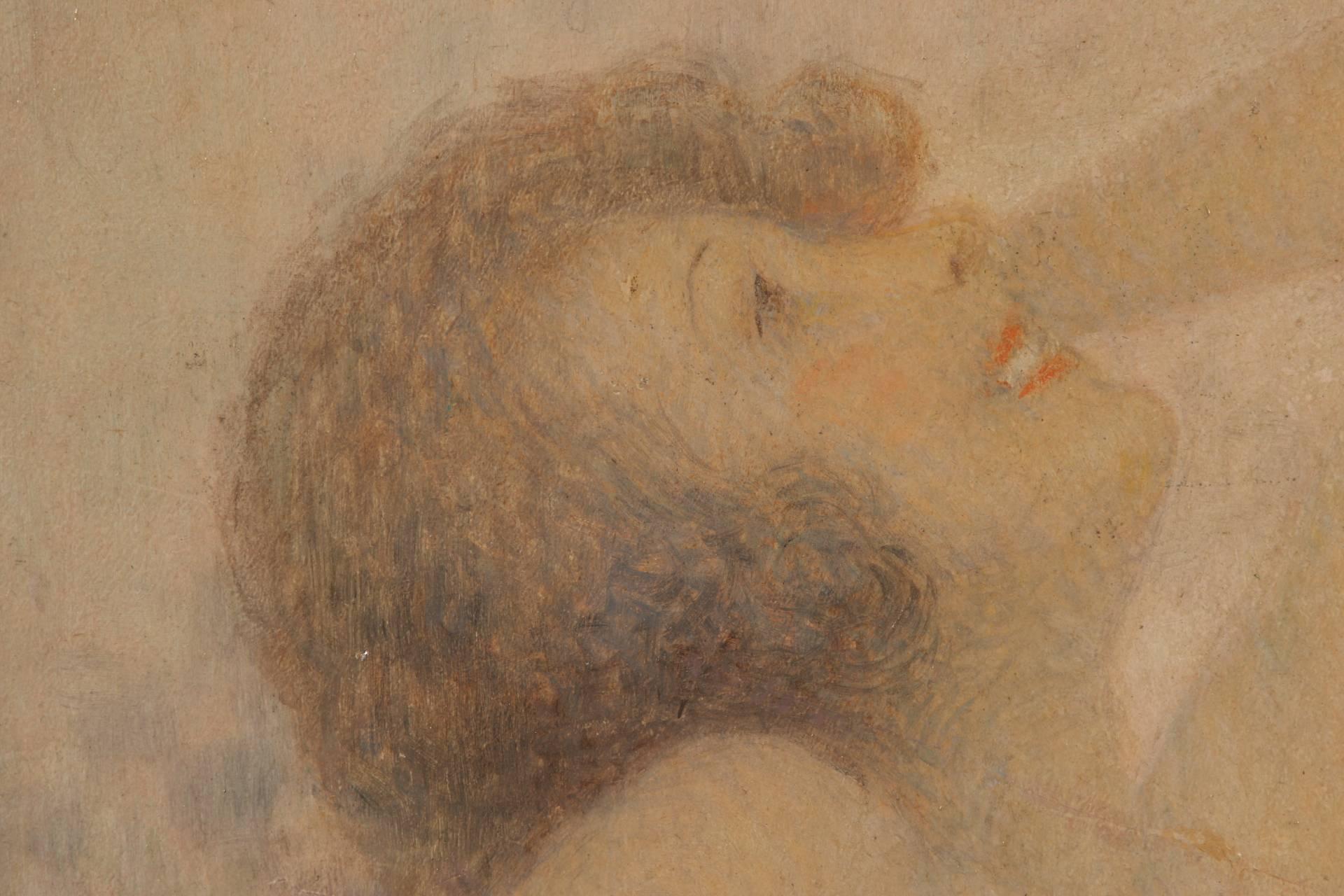 French Lucien Boulier Female Nude Oil on Board