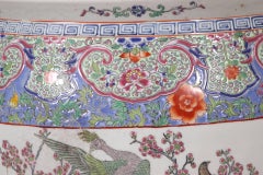 Pair of Large Chinese Polychrome Decorated Porcelain Jardinières