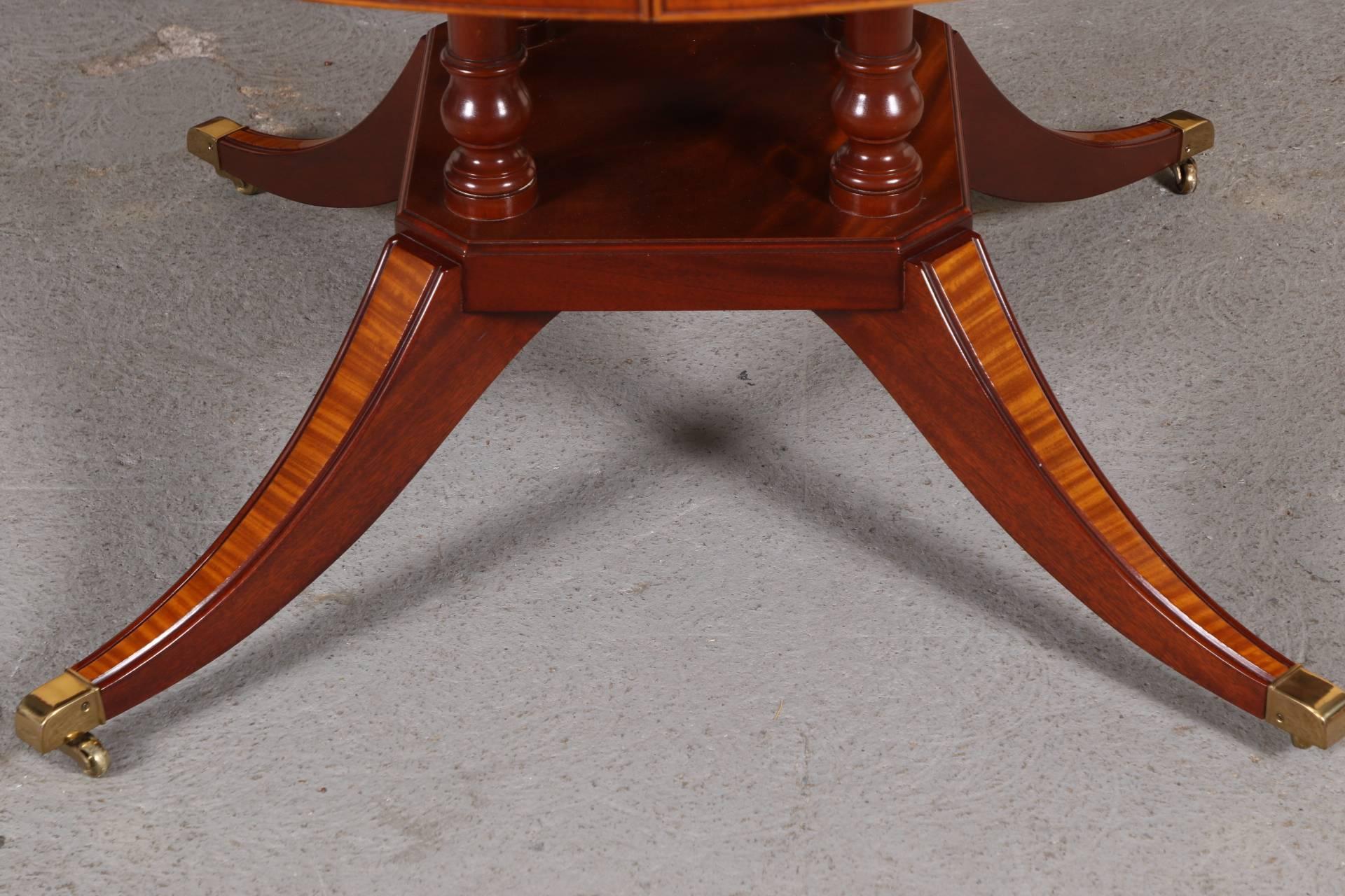 Regency Style Round Banded Mahogany Dining Table 3