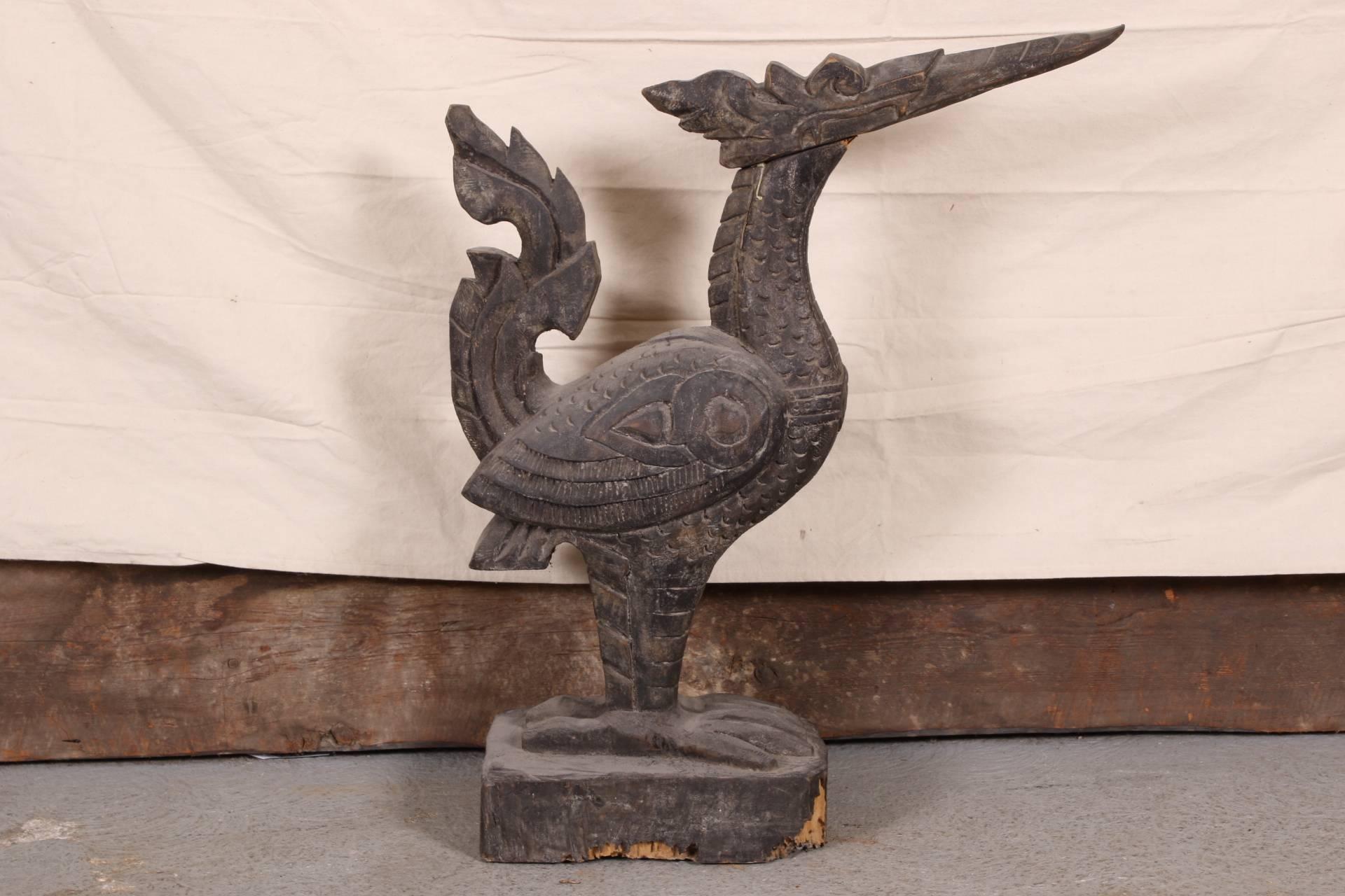 Carved Large-Scale Wood Indonesian Bird Figure