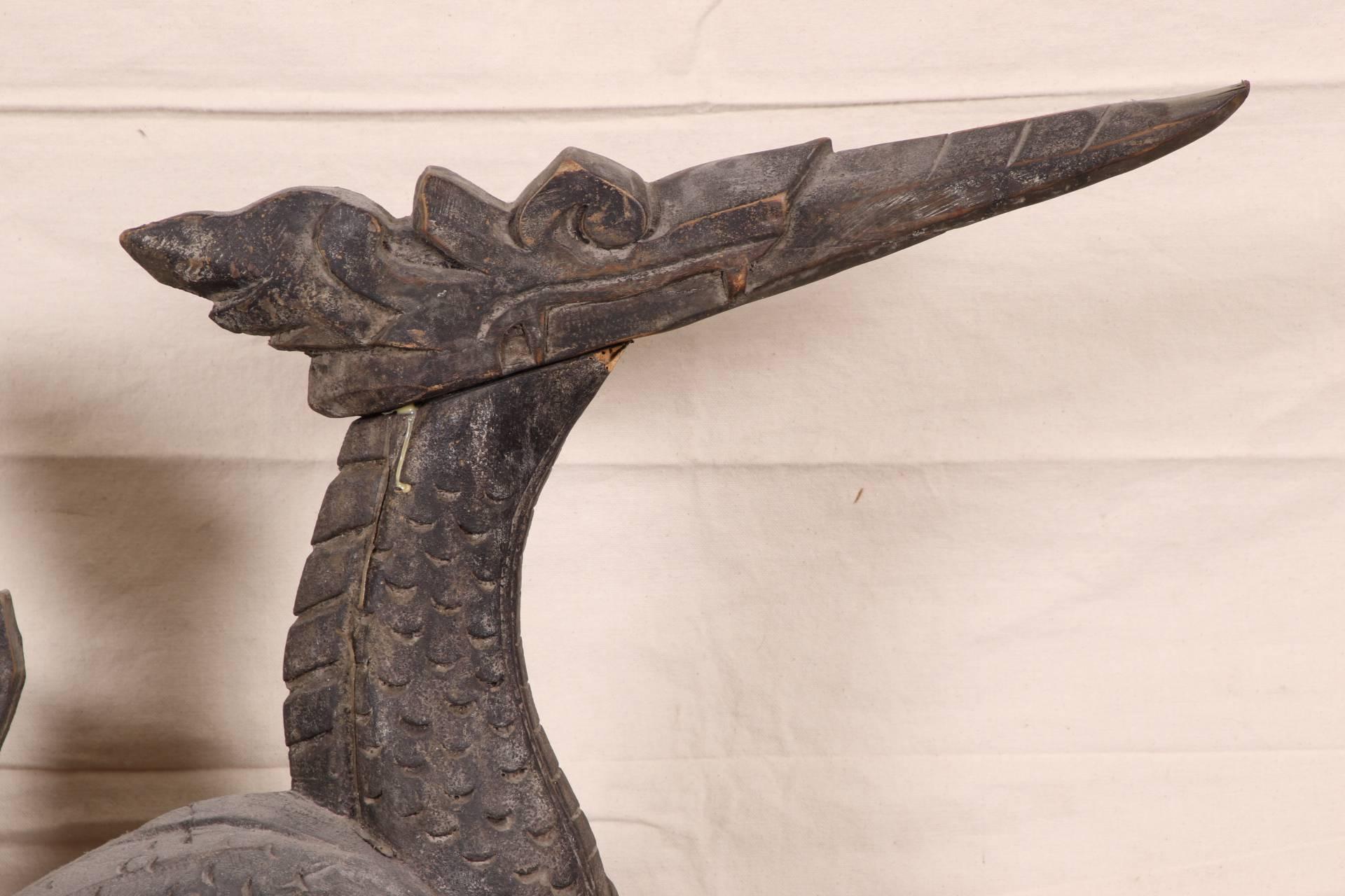 20th Century Large-Scale Wood Indonesian Bird Figure