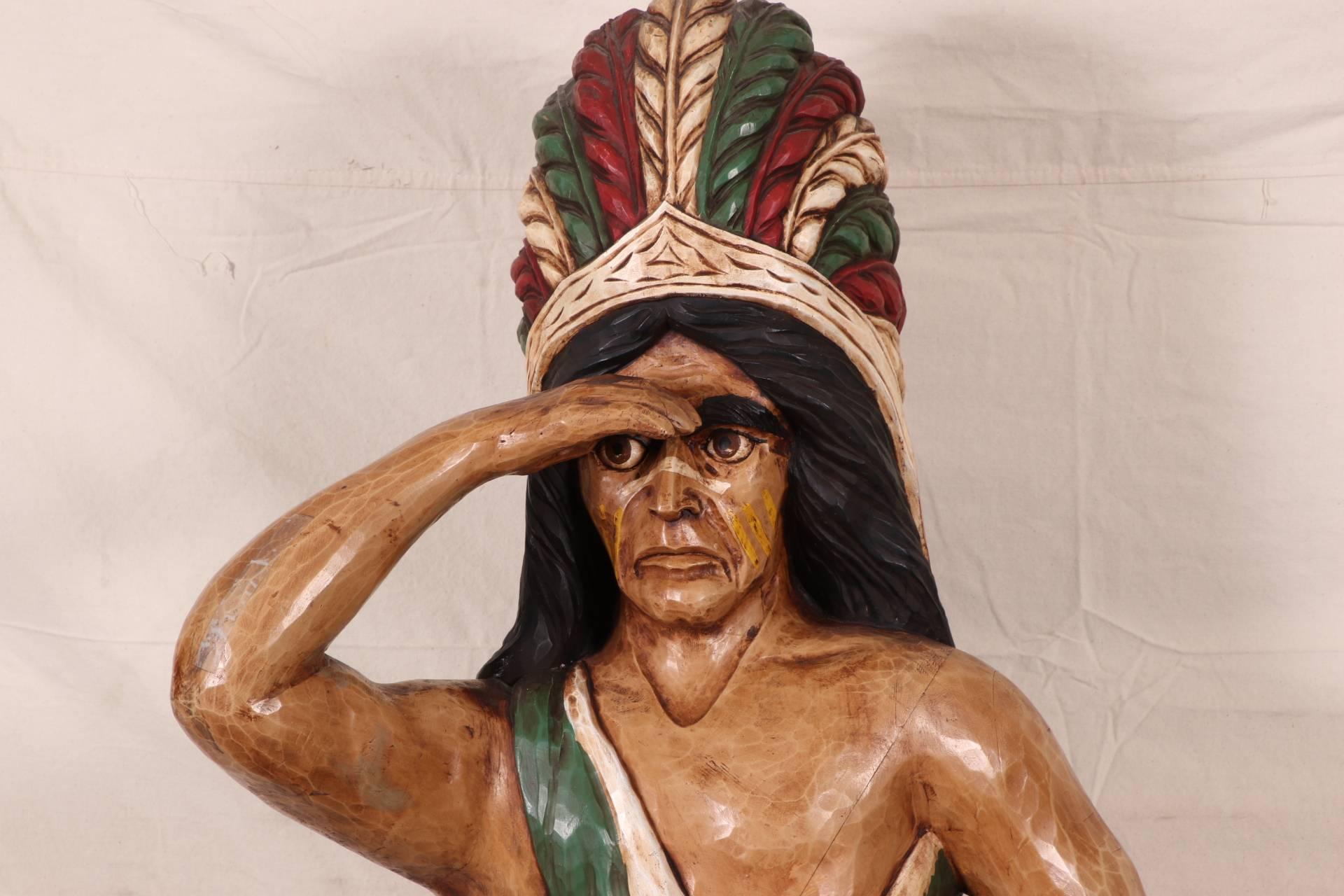 Carved and Polychromed Wood Cigar Store Indian 1