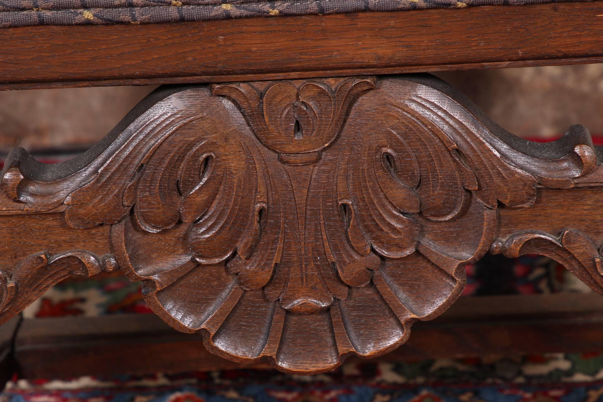 Elaborately Carved Oak Hall Chair 5
