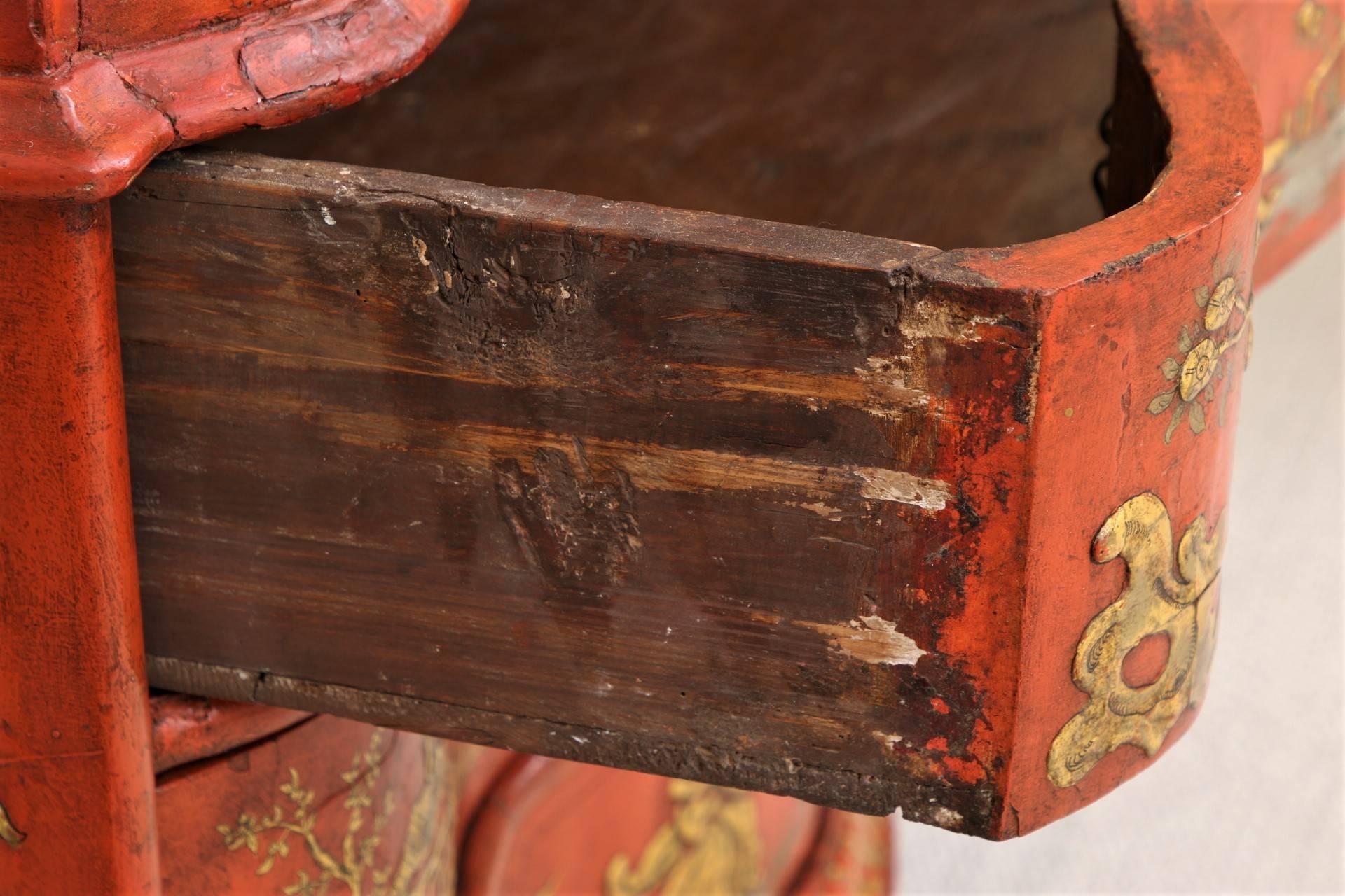 Wood 18th Century Northern Italian Japanned Secretary Bookcase, 18th Century