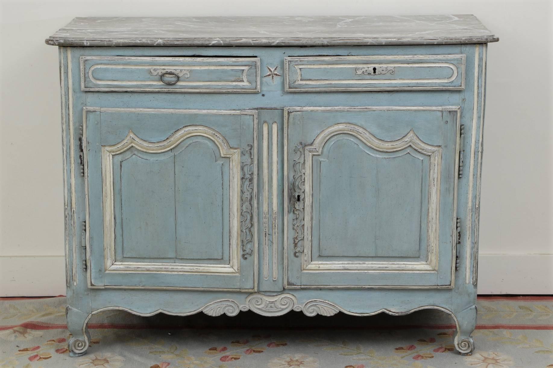 Louis XV Style Carved Walnut and Paint Decorated Cabinet 1