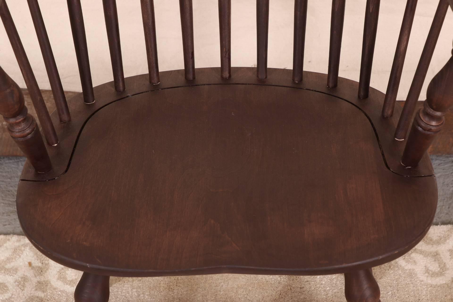 20th Century Set of Eight Solid Cherry Windsor Armchairs, Made in the U.S.A