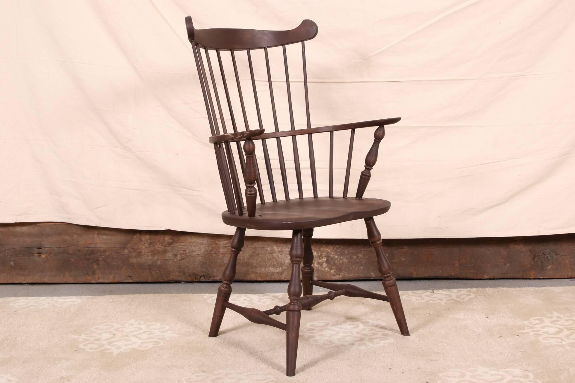 Set of Eight Solid Cherry Windsor Armchairs, Made in the U.S.A 3