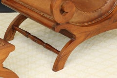 Anglo-Indian Style Leather Chair and Ottoman