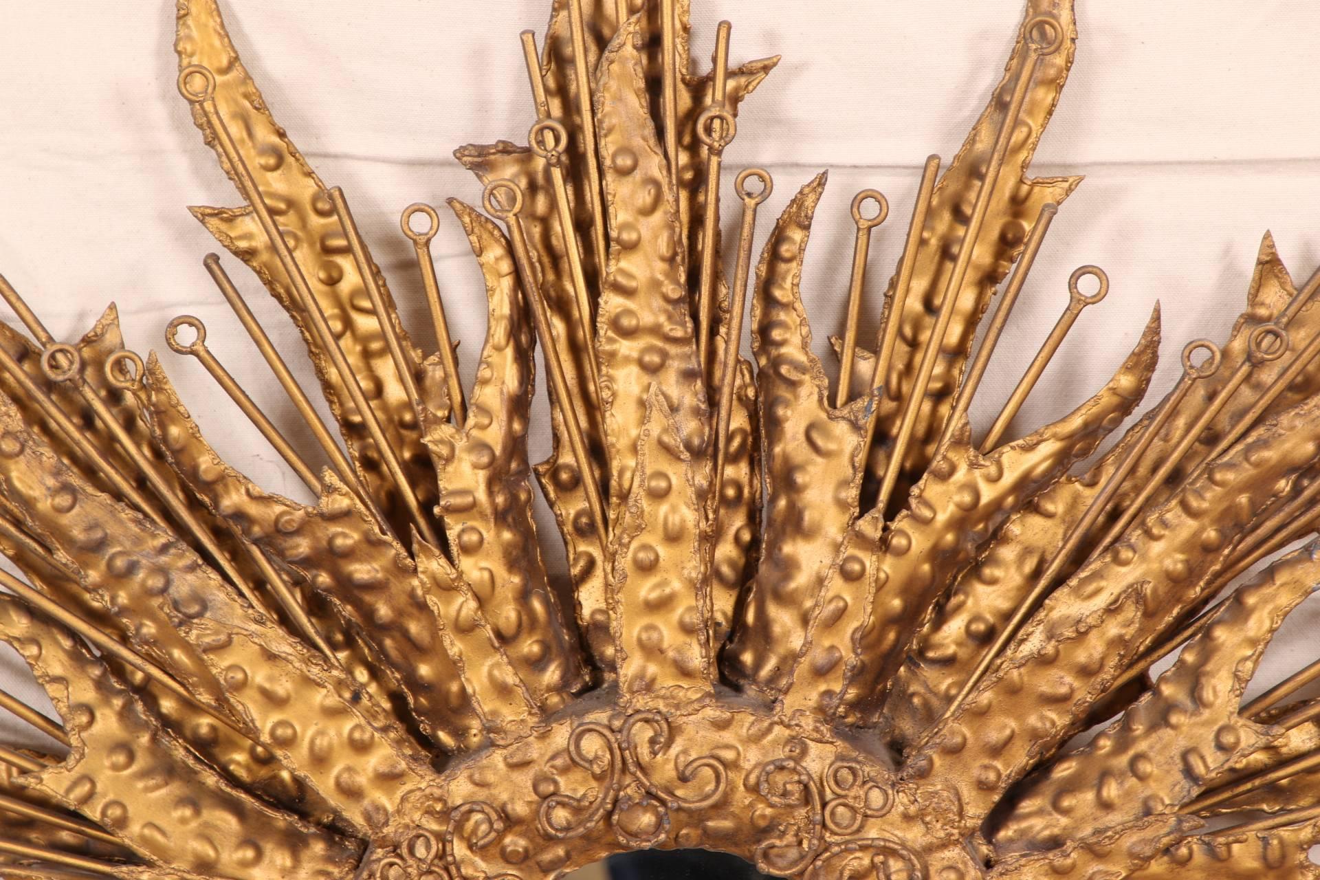 20th Century Artform Gilt Metal Sunburst Mirror