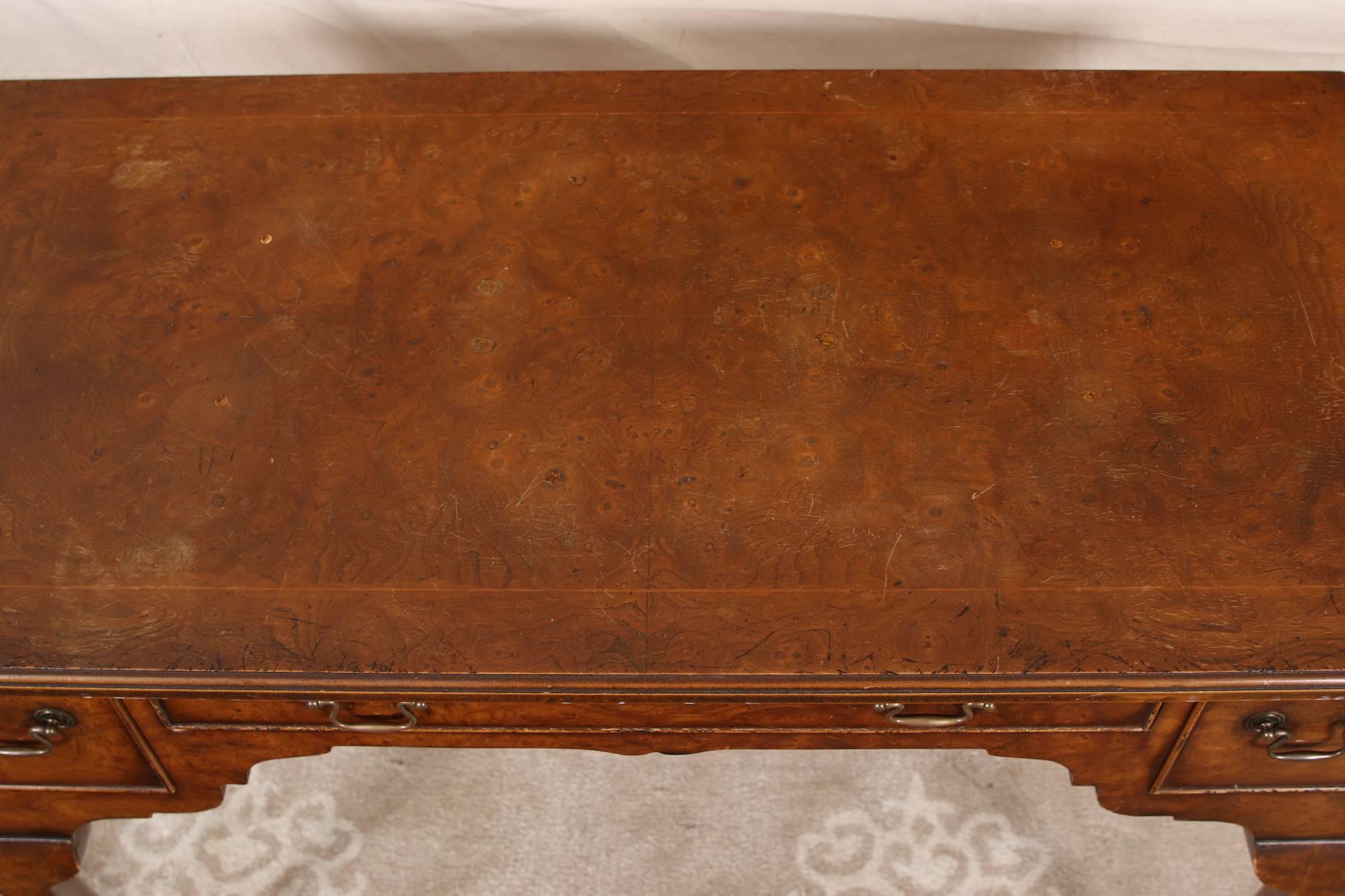 George II Style Walnut Three-Drawer Table In Good Condition In Bridgeport, CT