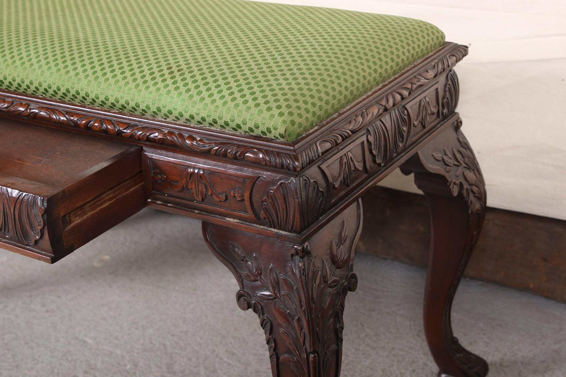 Heavily Carved Mahogany George II Style Bench 4