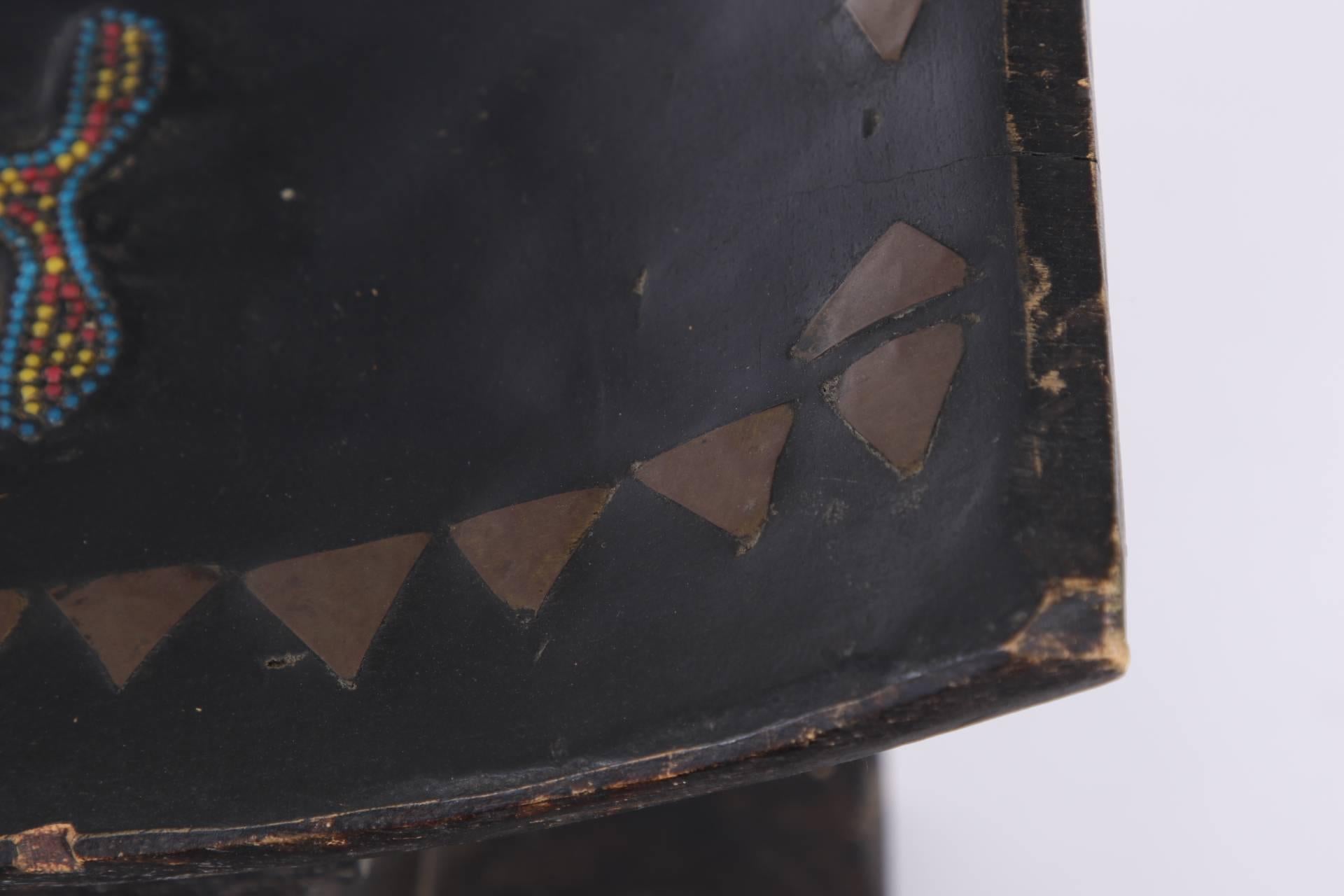 20th Century Fine Old Inlaid African Stool