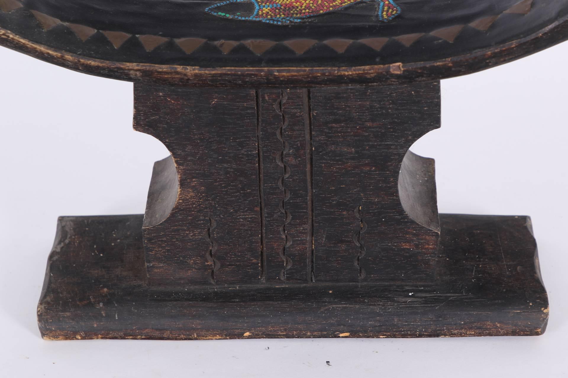 Fine Old Inlaid African Stool In Good Condition In Bridgeport, CT