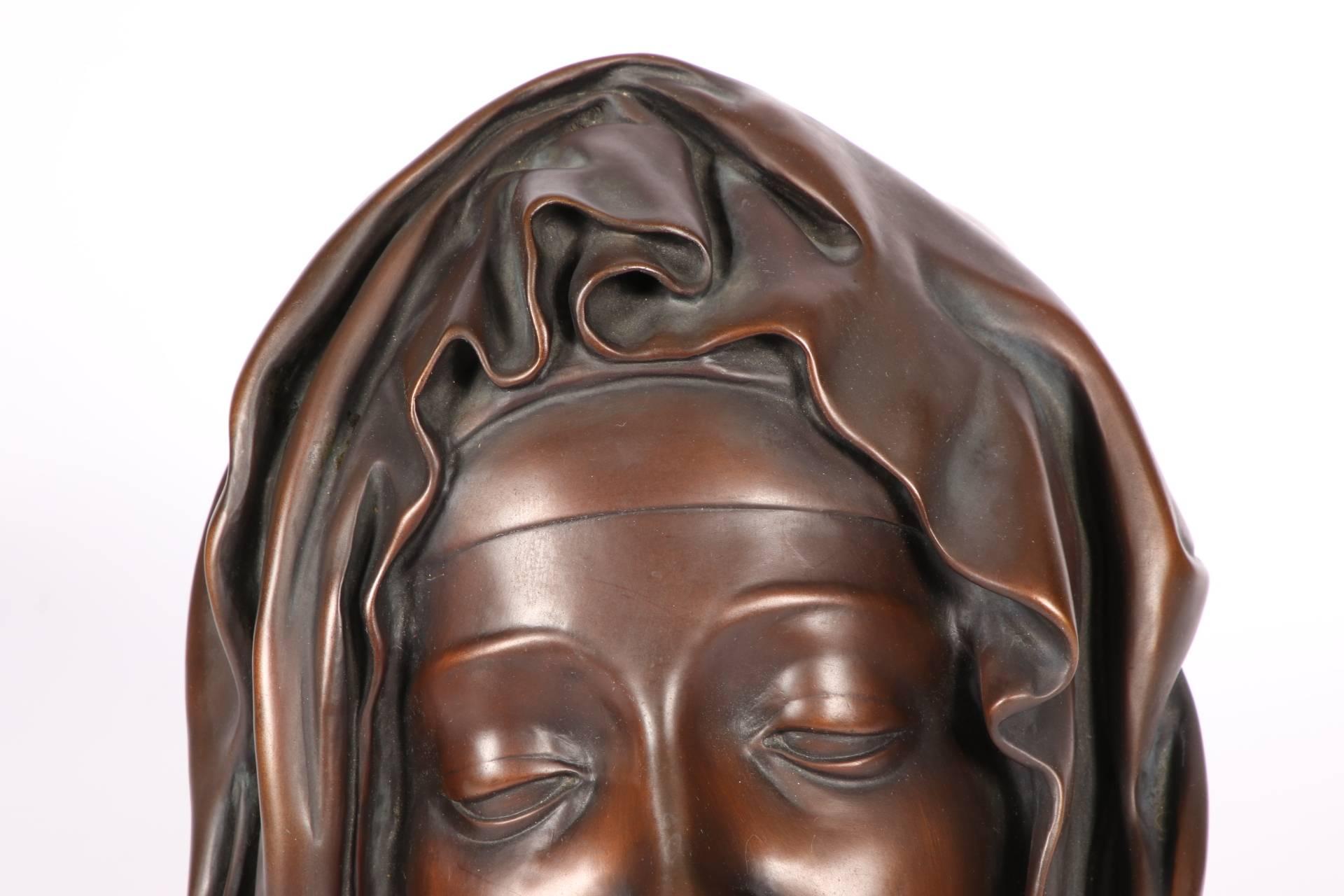 Cast Bronze Head of the Virgin Mary in the Manner of Michelangelo 2
