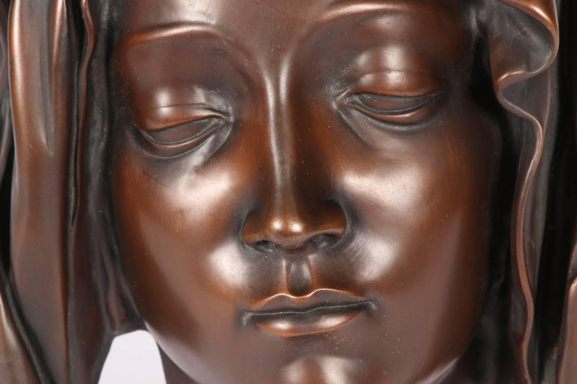 Cast Bronze Head of the Virgin Mary in the Manner of Michelangelo 3
