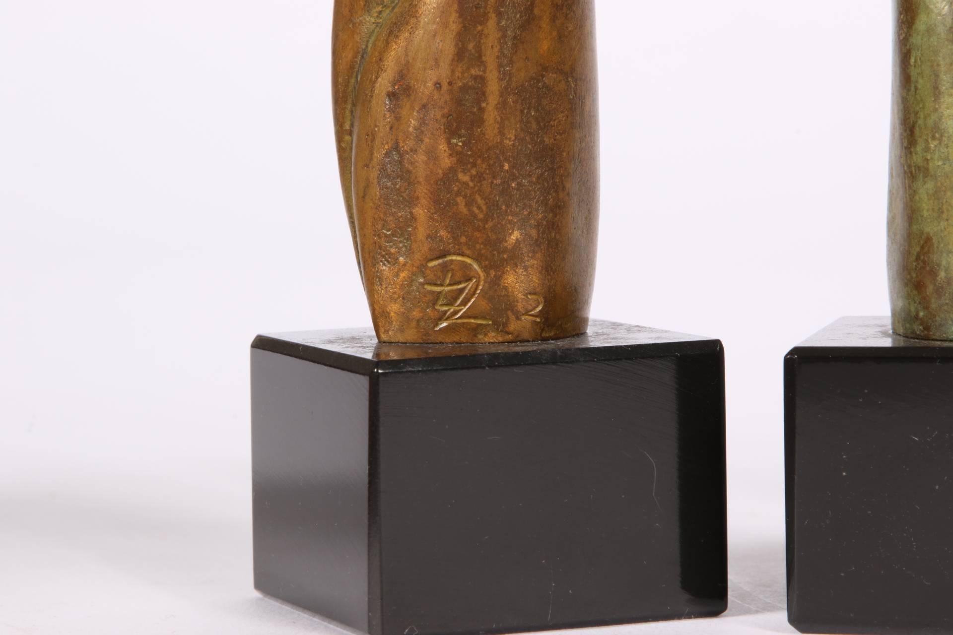 Group of Three Signed Modern Abstract Bronze Figures 2