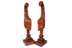 Large Pair of Carved Midcentury Busts