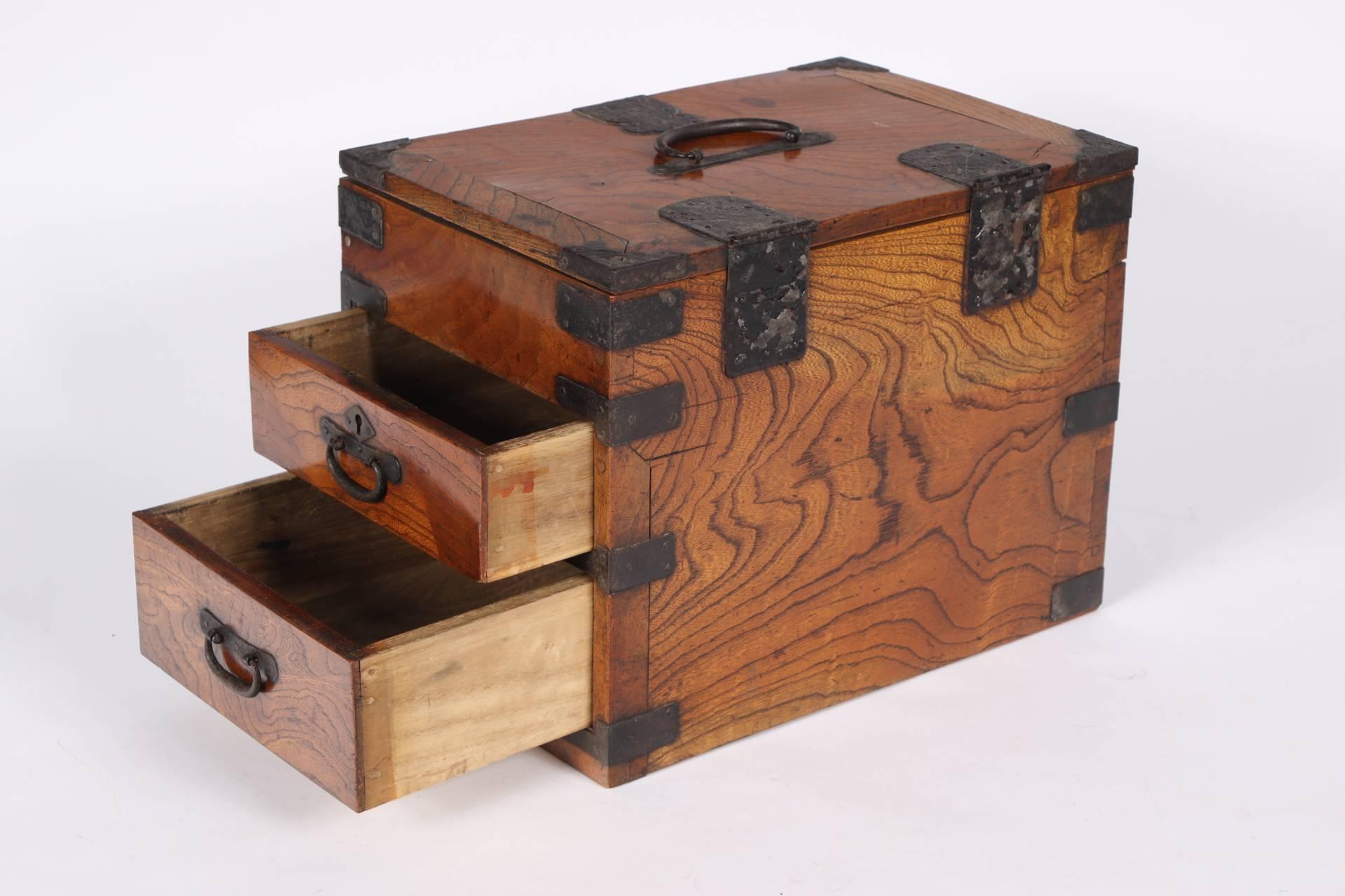 Campaign Meiji Period Keyaki Wood Merchants Writing Box