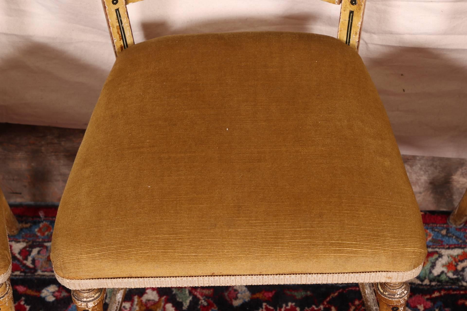 Set of Four 19th Century Paint Decorated Side Chairs with Jasper Ware Plaques 4