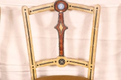 Set of Four 19th Century Paint Decorated Side Chairs with Jasper Ware Plaques