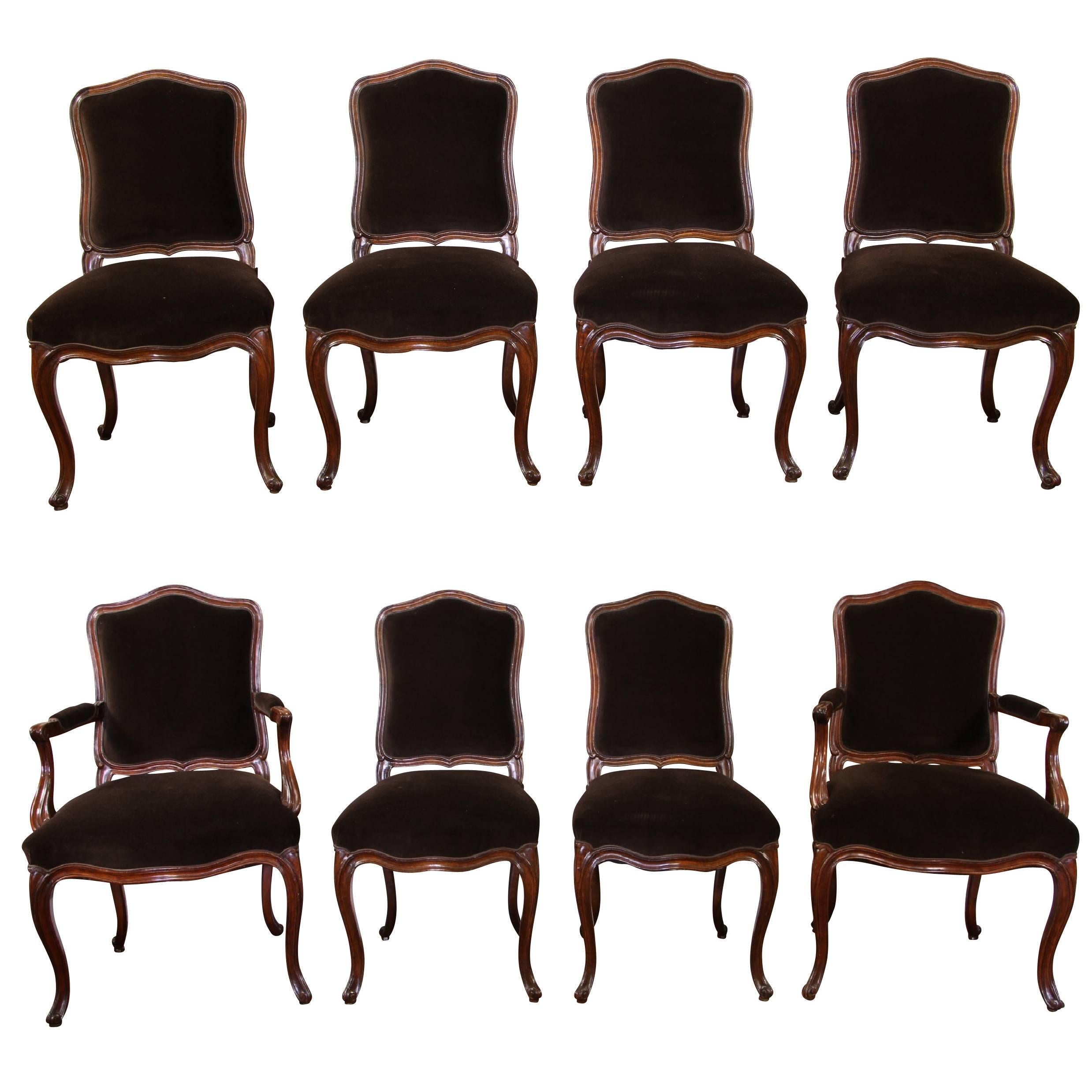 Set of Eight Louis XV Style Dining Chairs
