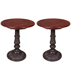 Carlyle Hotel Ox Blood Marble Cafe Table Pair