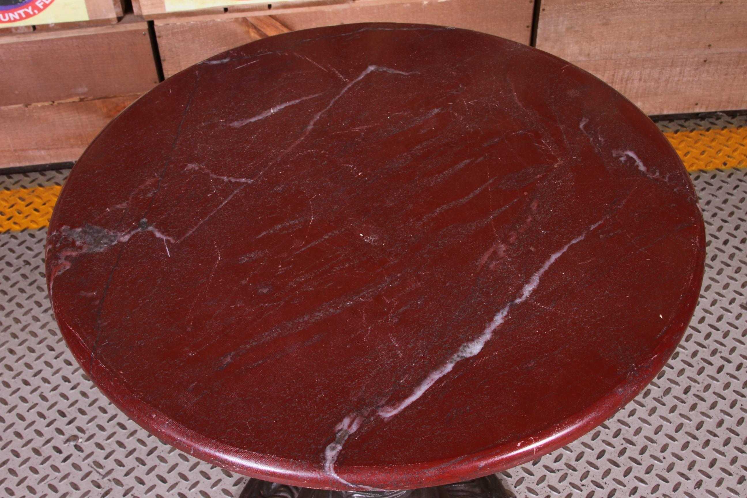 Carlyle Hotel Ox Blood Marble Cafe Table Pair In Good Condition In Bridgeport, CT