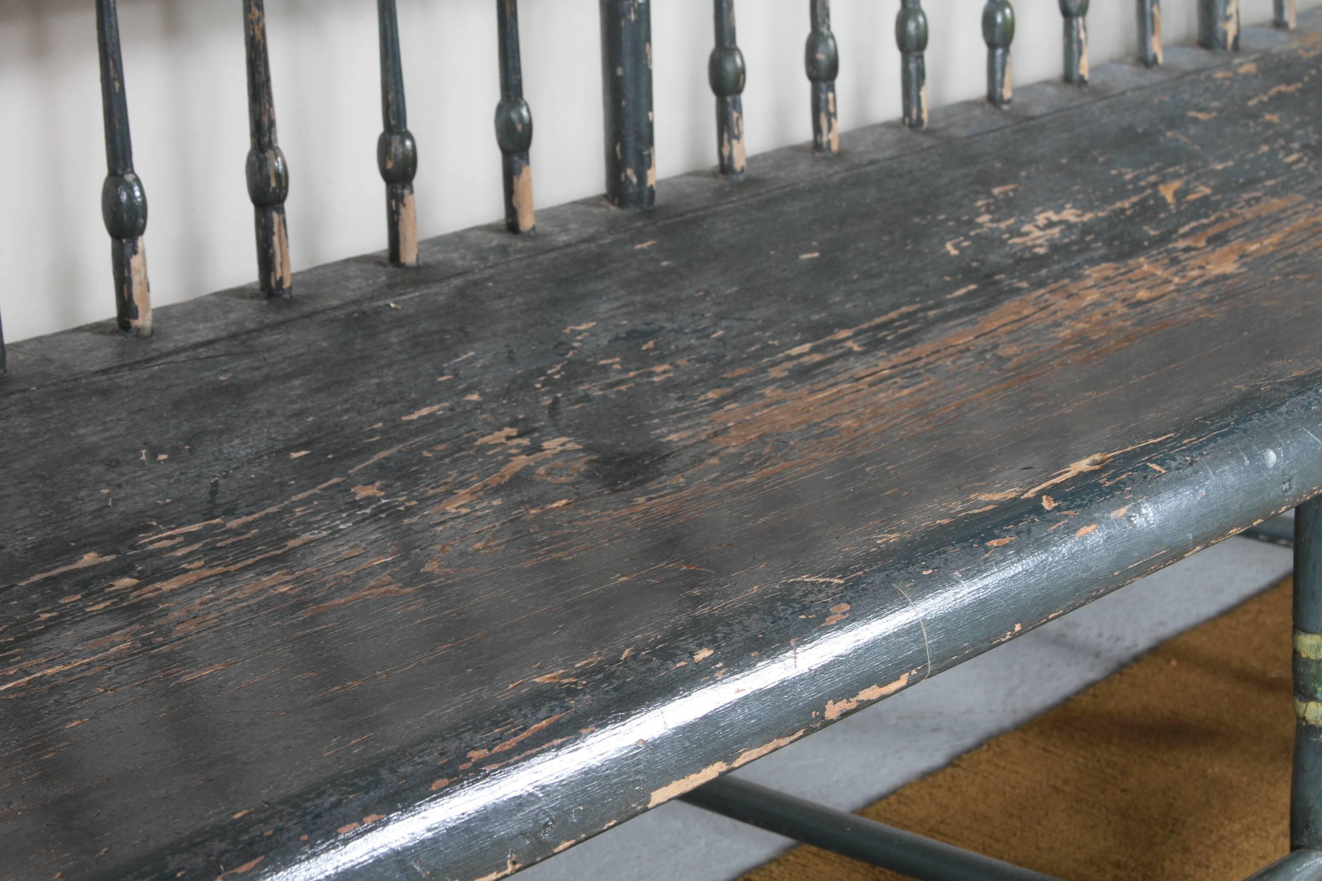Painted Antique American Sheraton Bench