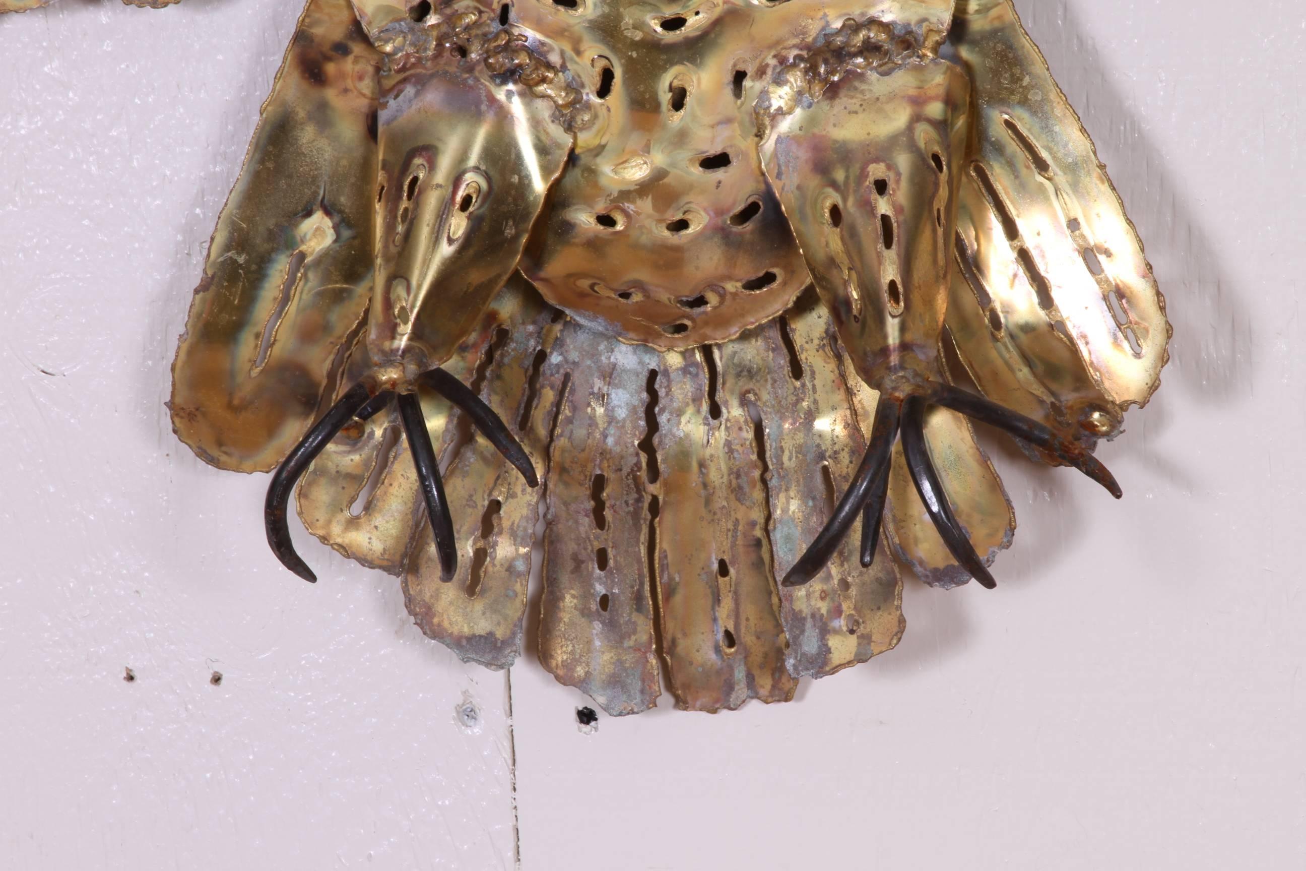 American Jere Style Mid-century Brass Owl Sculpture