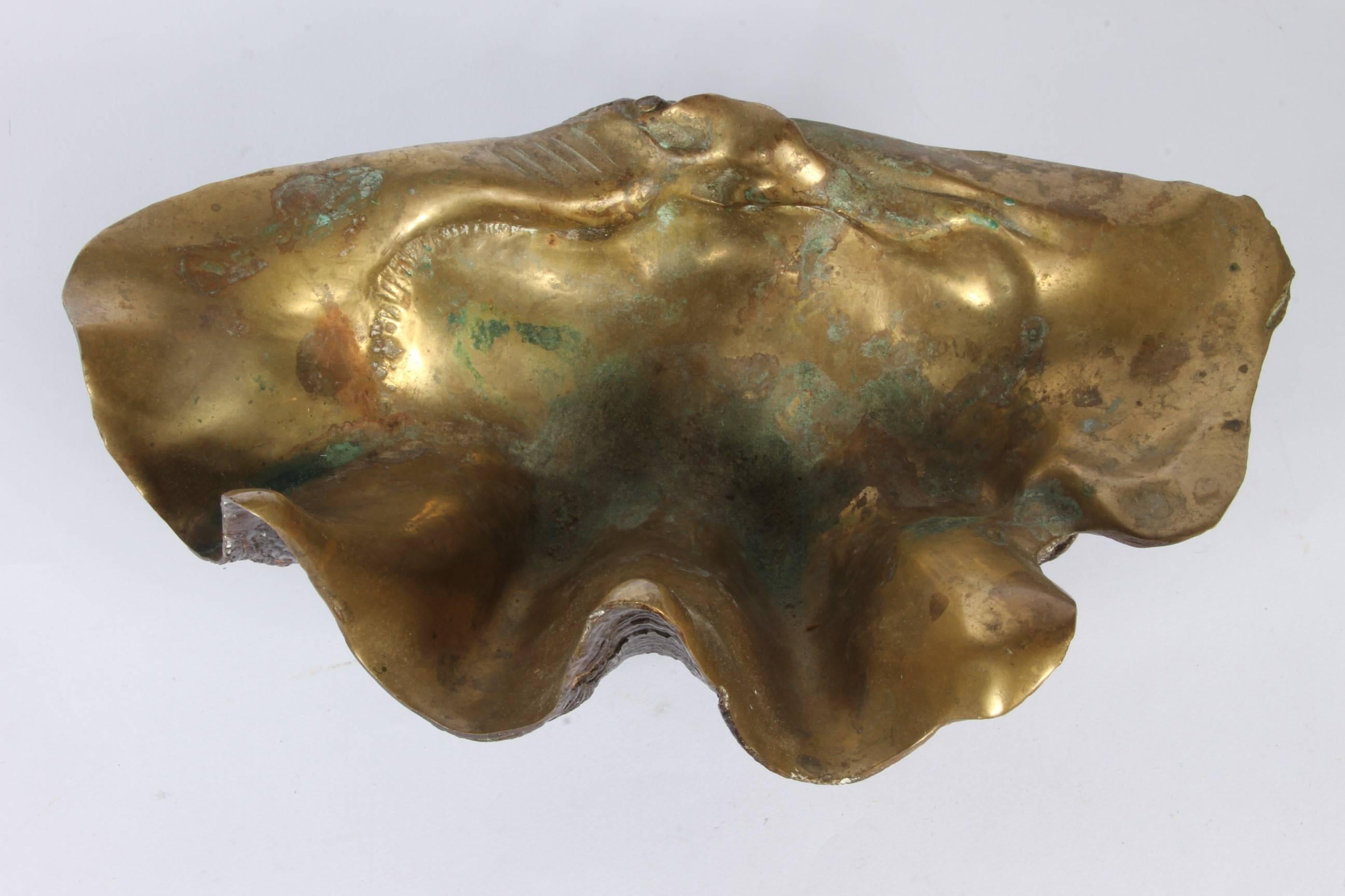 Mid-Century Modern Mid-Century Bronze Clamshell Cast from Nature