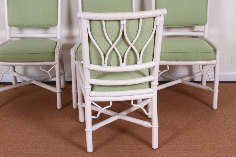 Set of Eight Mid-Century Painted Rattan Chairs at 1stDibs