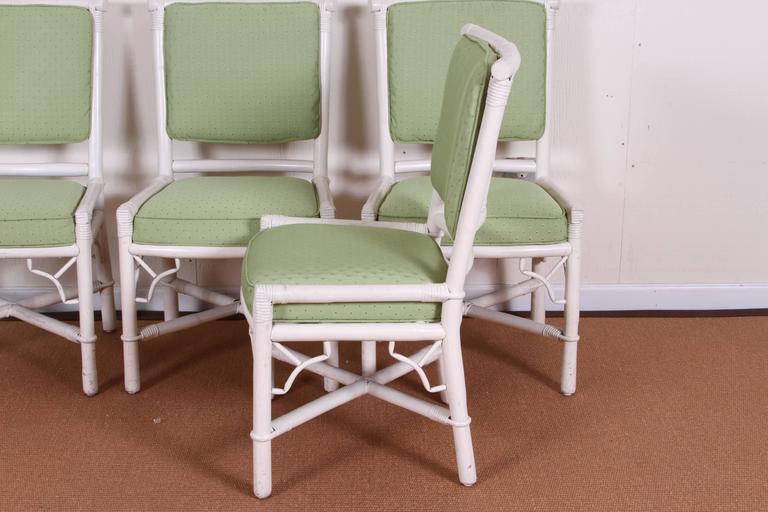 Set of Eight Mid-Century Painted Rattan Chairs at 1stDibs