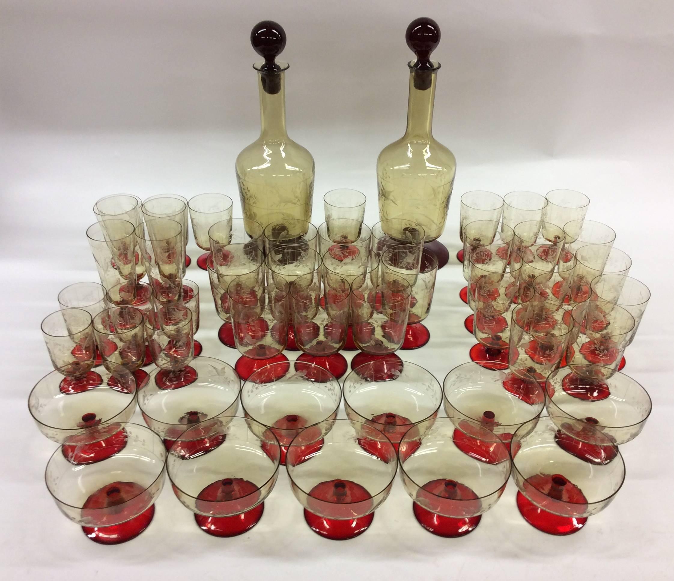 Hand-Crafted Mid Century Venetian Glass Cordial/ Drinks Set