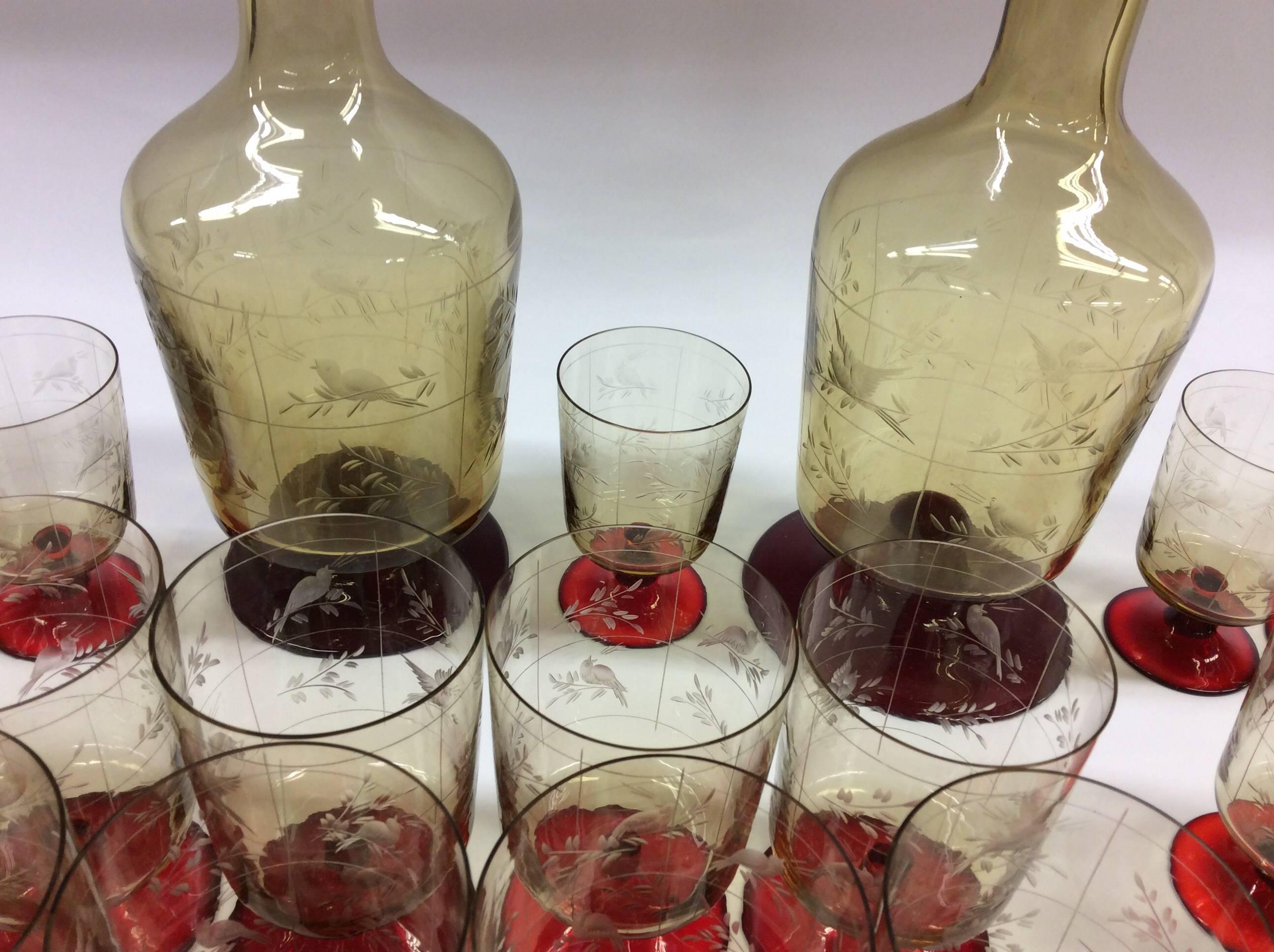 Art Glass Mid Century Venetian Glass Cordial/ Drinks Set