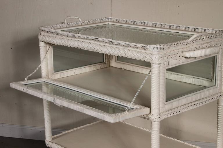 1940s White Wicker Bar Cart at 1stDibs