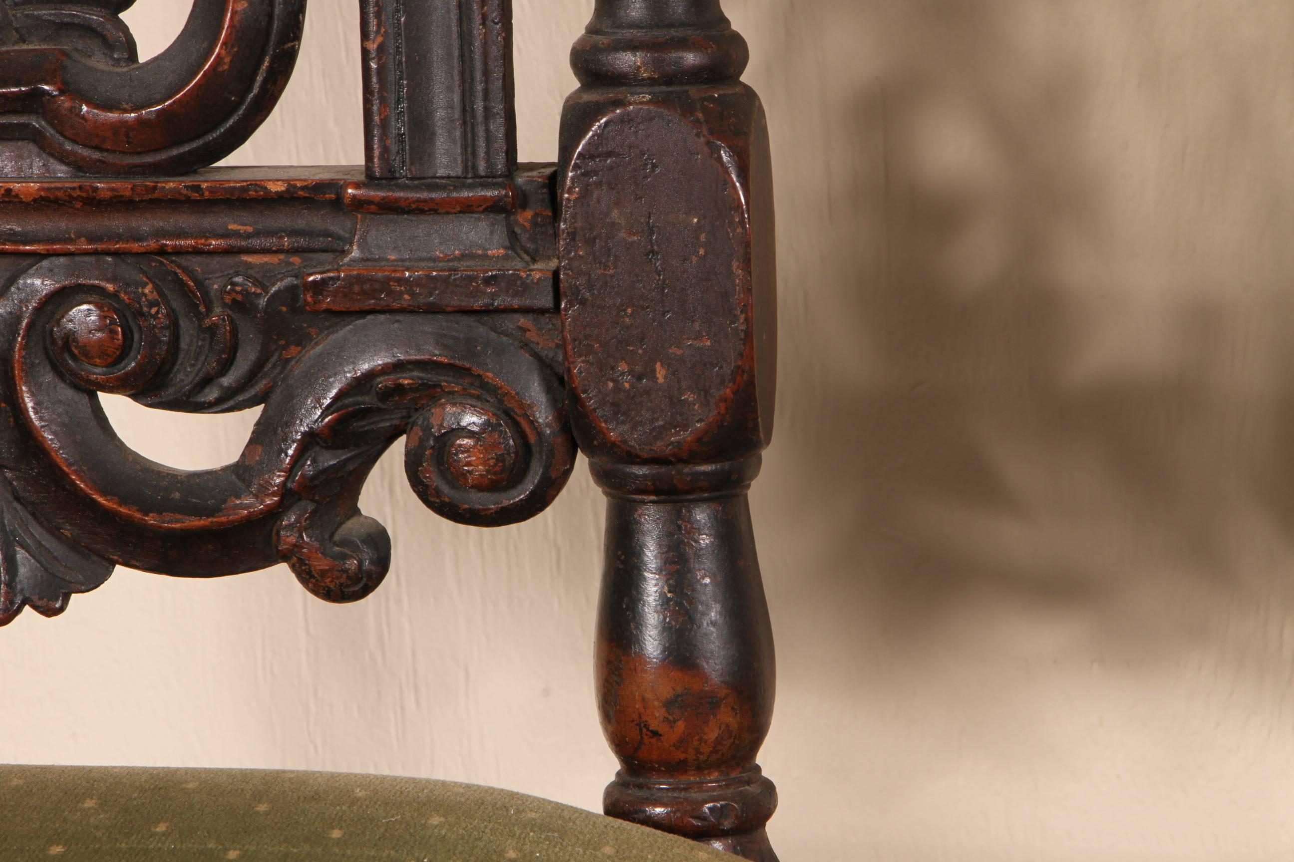 Set of Four Early 18th Century Jacobean Side Chairs 3