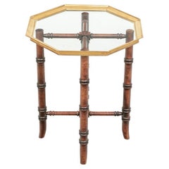 Table à plateau octogonale en faux bambou vintage